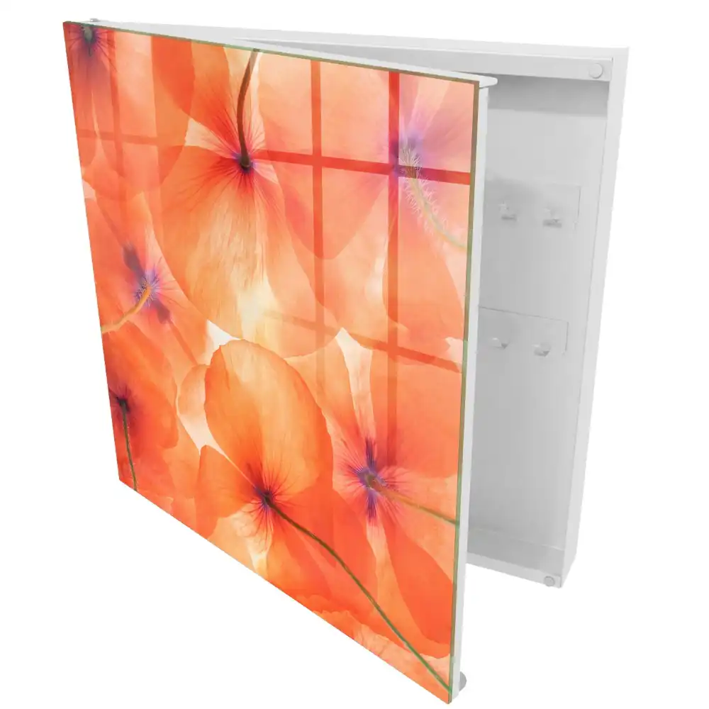 Casetă pentru chei cu model floral portocaliu