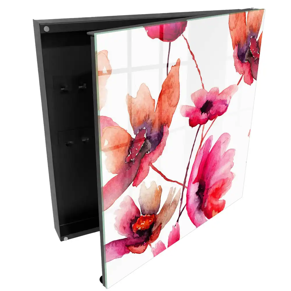Suport de perete pentru chei cu design floral în acuarelă