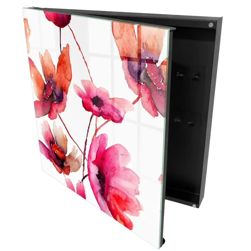 Suport de perete pentru chei cu design floral în acuarelă