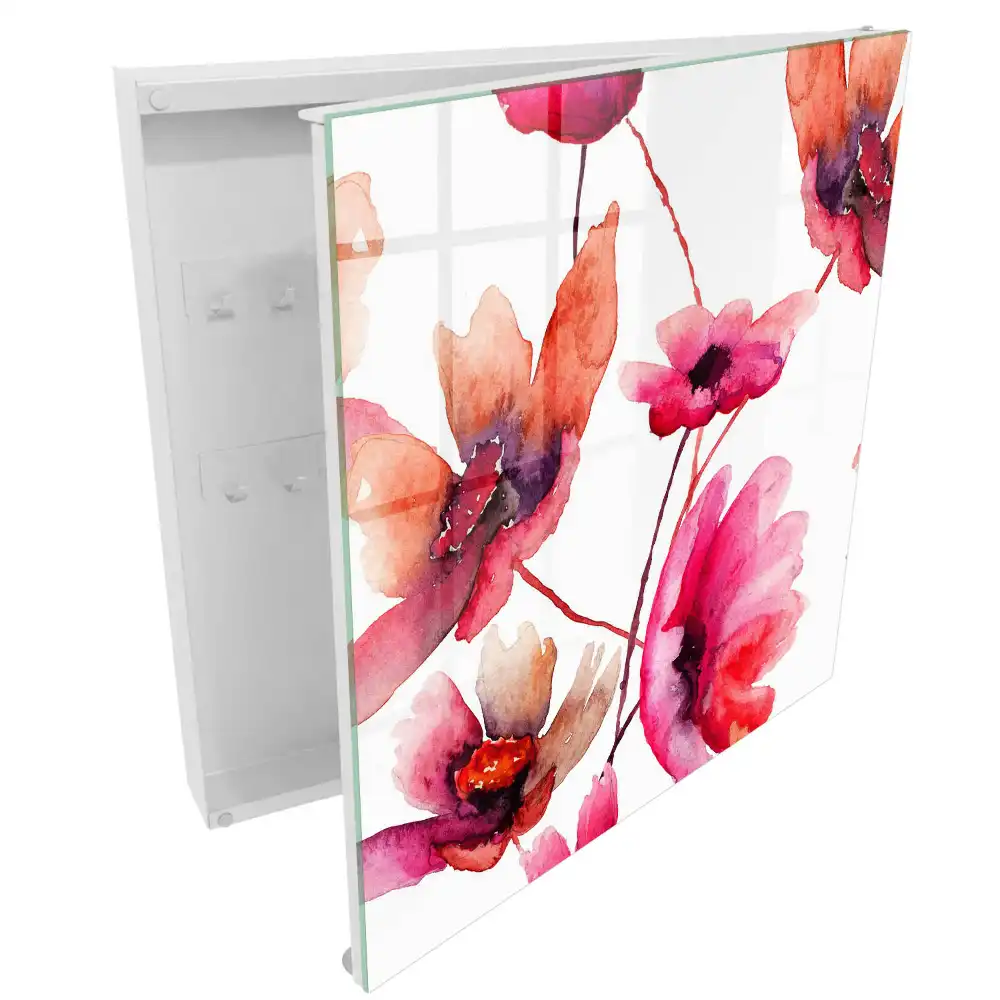 Suport de perete pentru chei cu design floral în acuarelă
