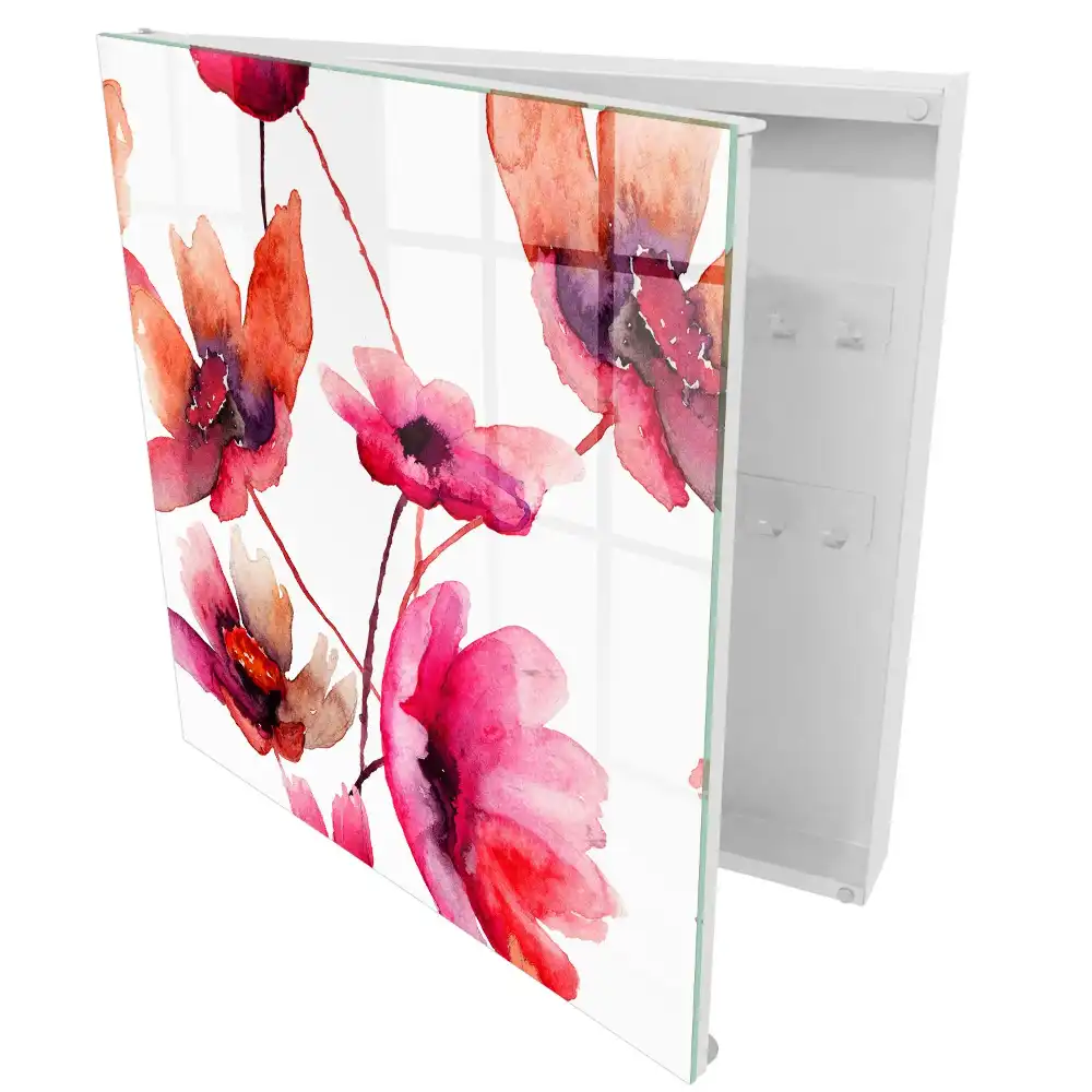 Suport de perete pentru chei cu design floral în acuarelă