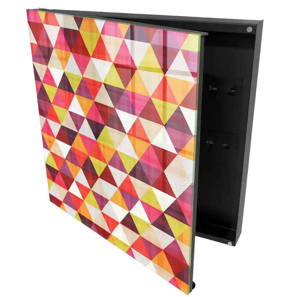 Casetă de chei cu design mozaic din triunghiuri colorate