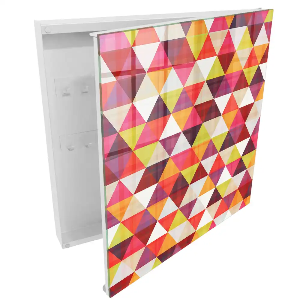 Casetă de chei cu design mozaic din triunghiuri colorate