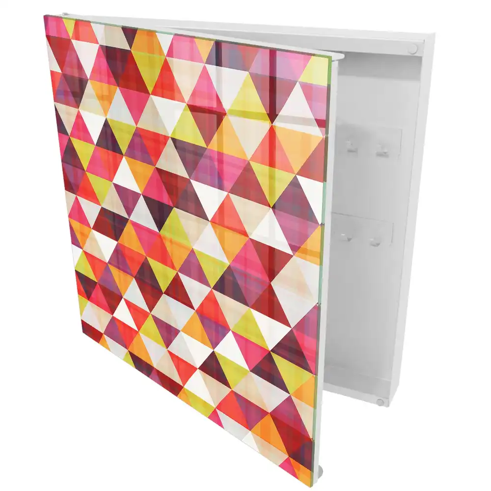 Casetă de chei cu design mozaic din triunghiuri colorate