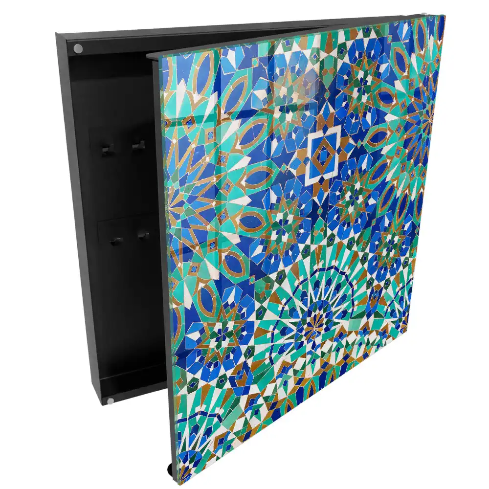 Suport de perete pentru chei cu model geometric din mozaic colorat