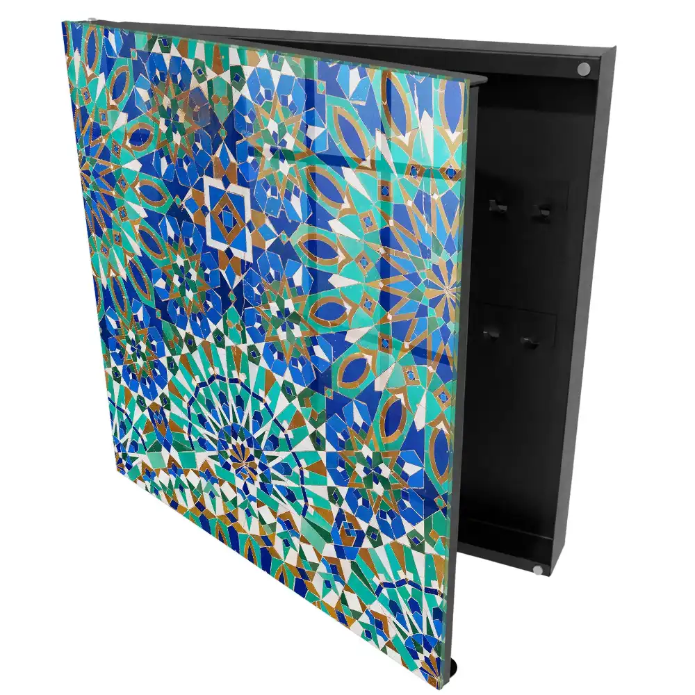 Suport de perete pentru chei cu model geometric din mozaic colorat