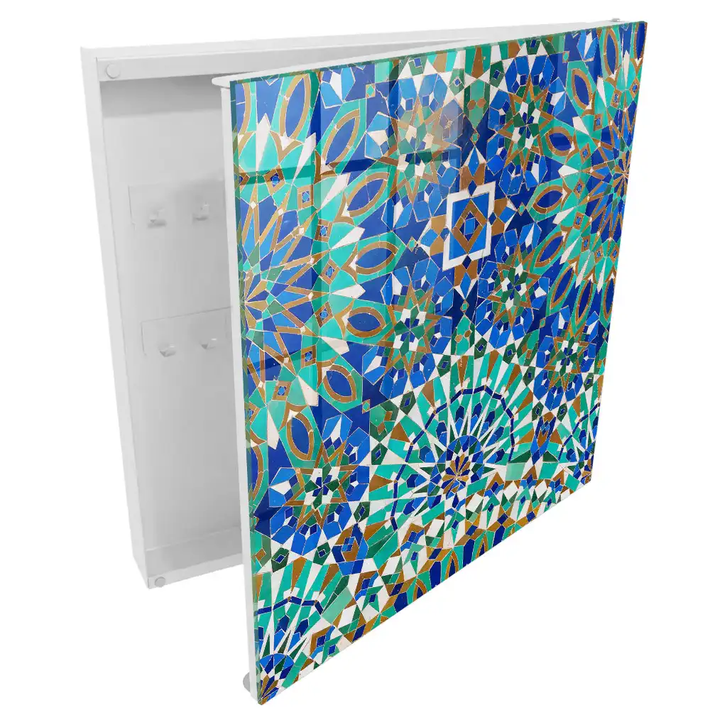 Suport de perete pentru chei cu model geometric din mozaic colorat