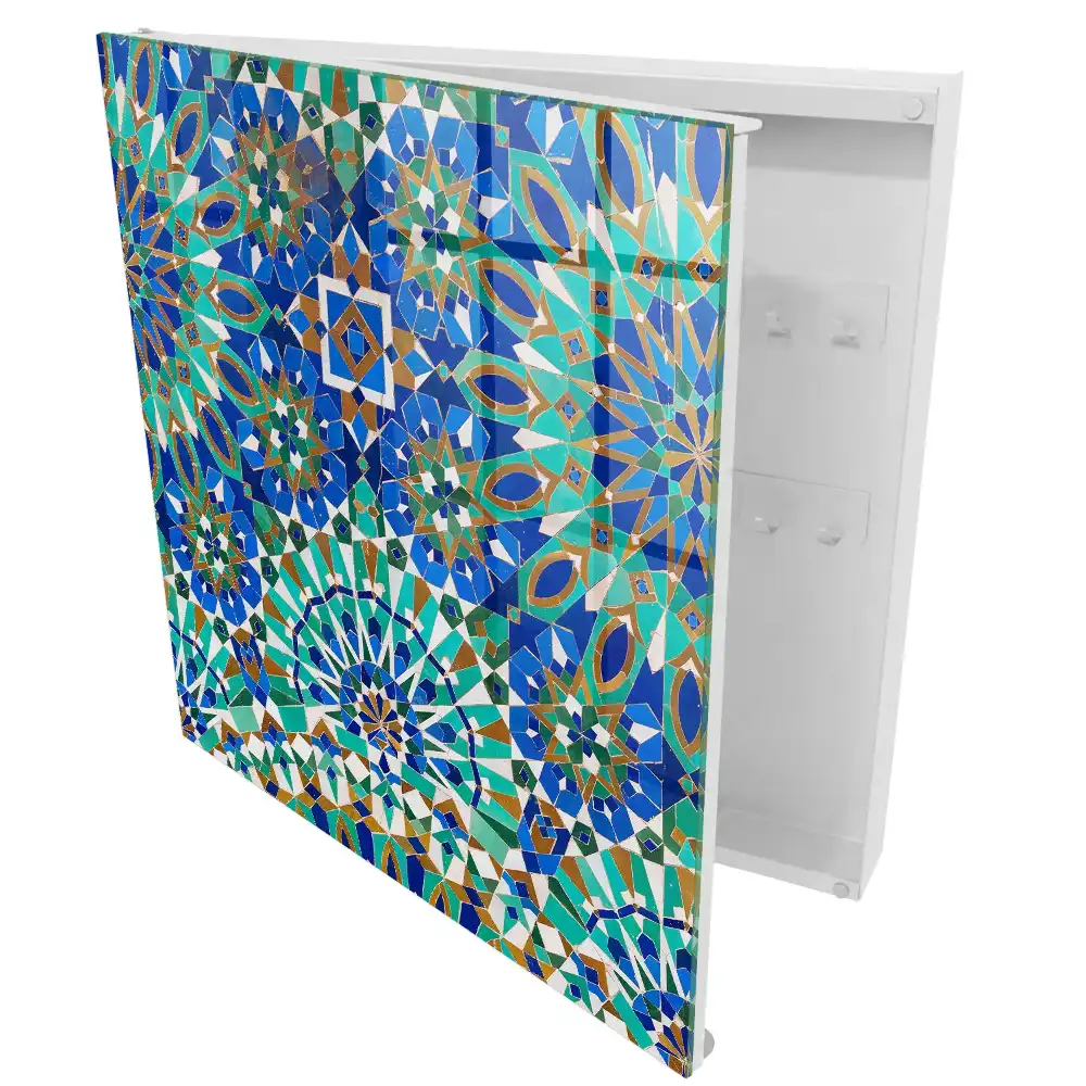 Suport de perete pentru chei cu model geometric din mozaic colorat