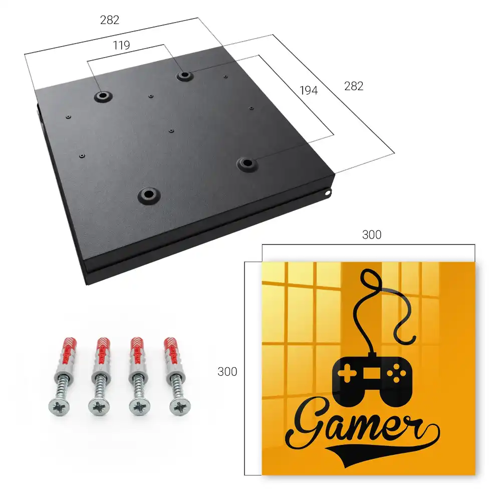 Suport de perete pentru chei cu design de controller negru pe fundal portocaliu