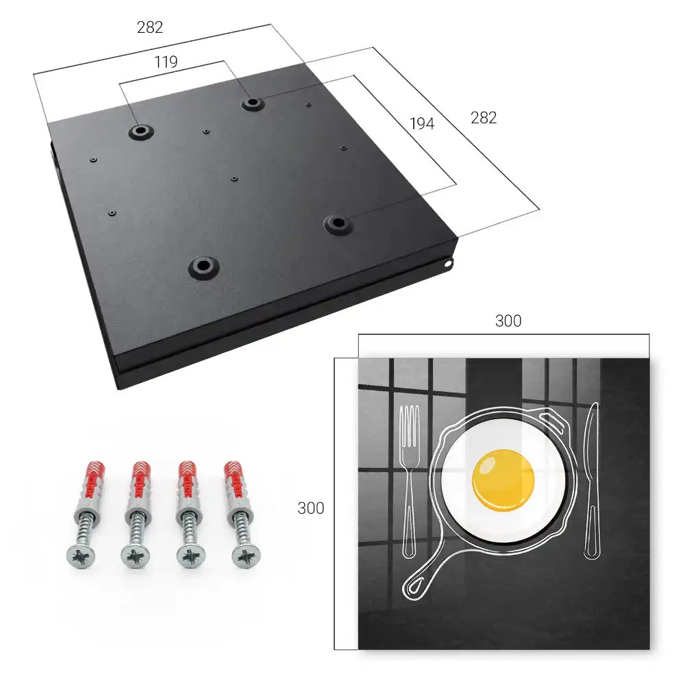 Dulapior pentru chei cu design tigaie cu ou pe fundal negru