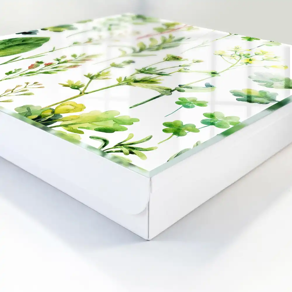 Dulap pentru chei cu model de plante verzi în stil acuarelă pe fundal alb