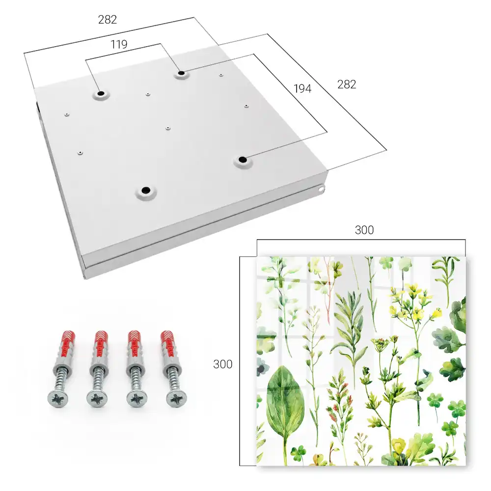 Dulap pentru chei cu model de plante verzi în stil acuarelă pe fundal alb