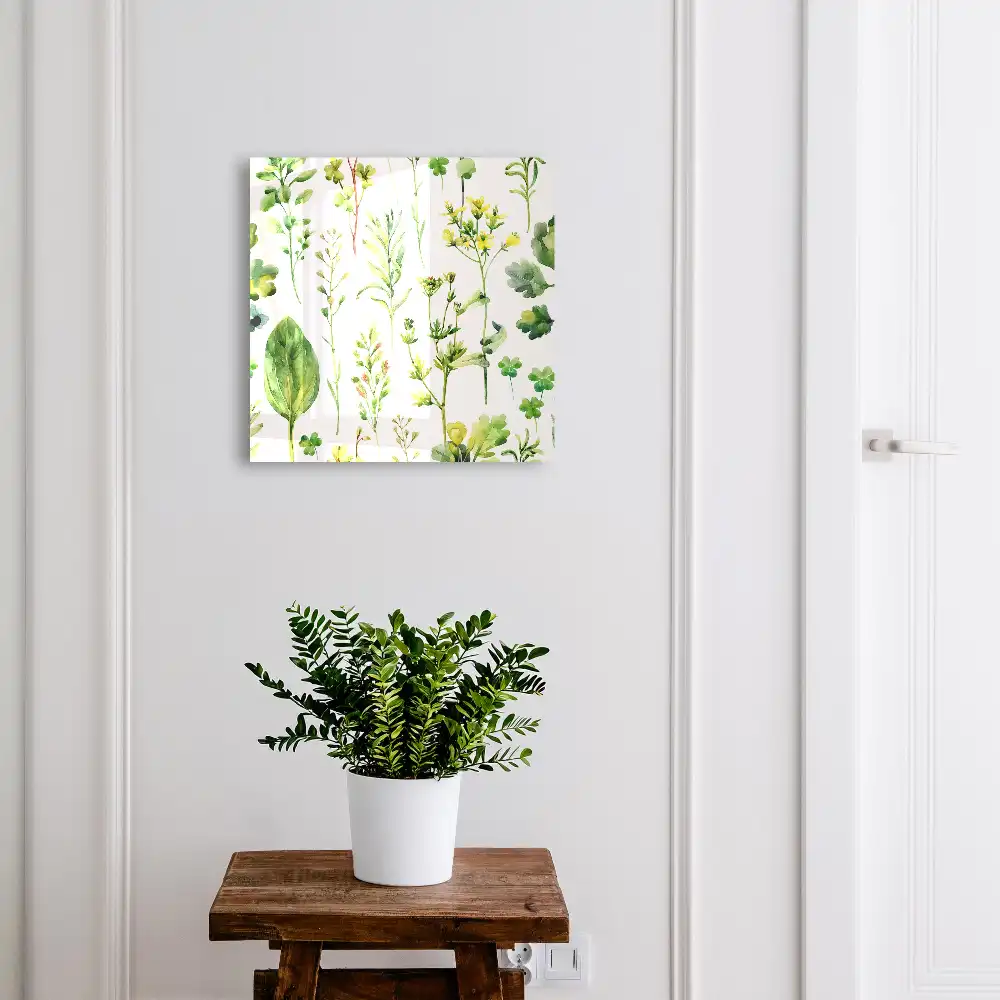 Dulap pentru chei cu model de plante verzi în stil acuarelă pe fundal alb