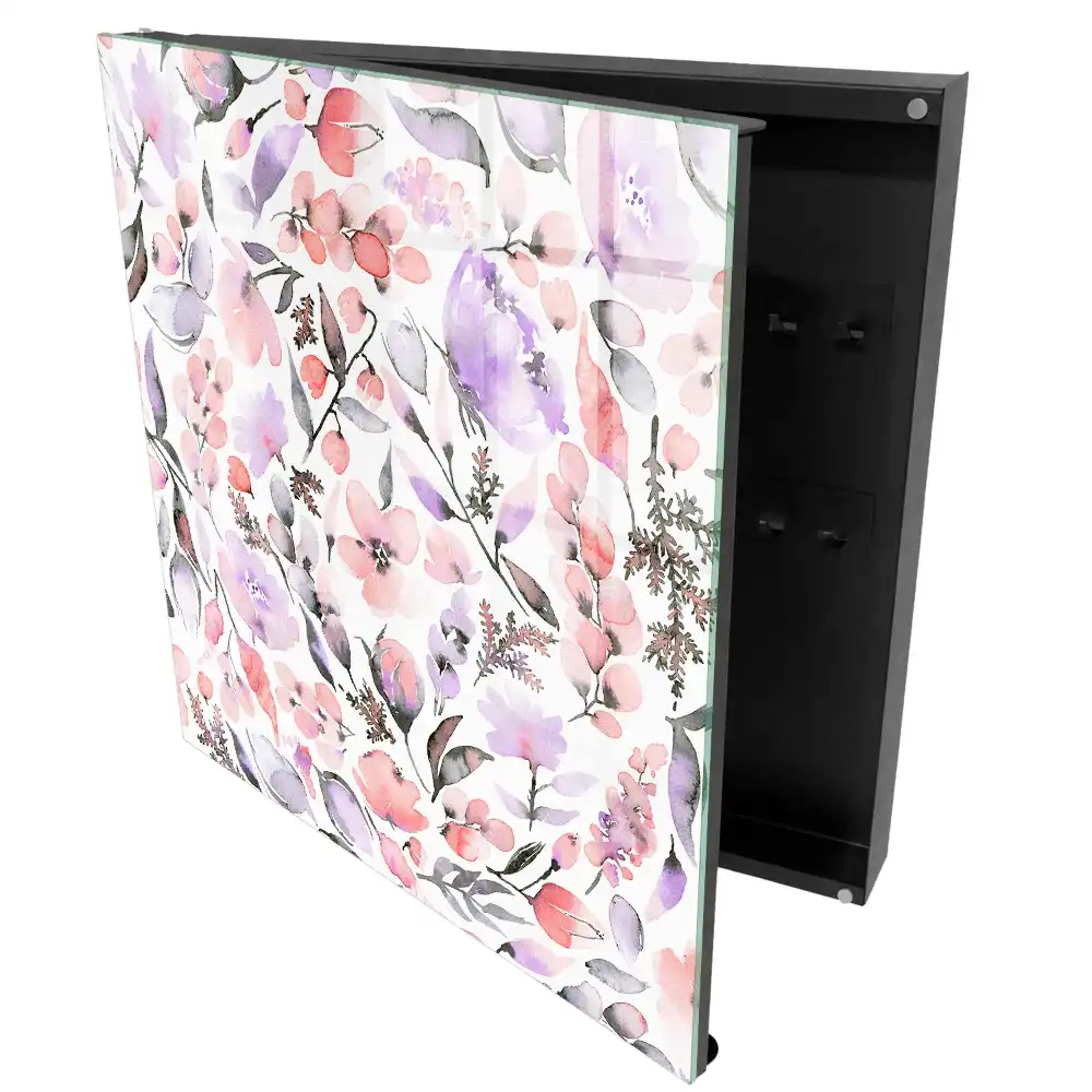 Cutie pentru chei de perete cu model floral în acuarelă