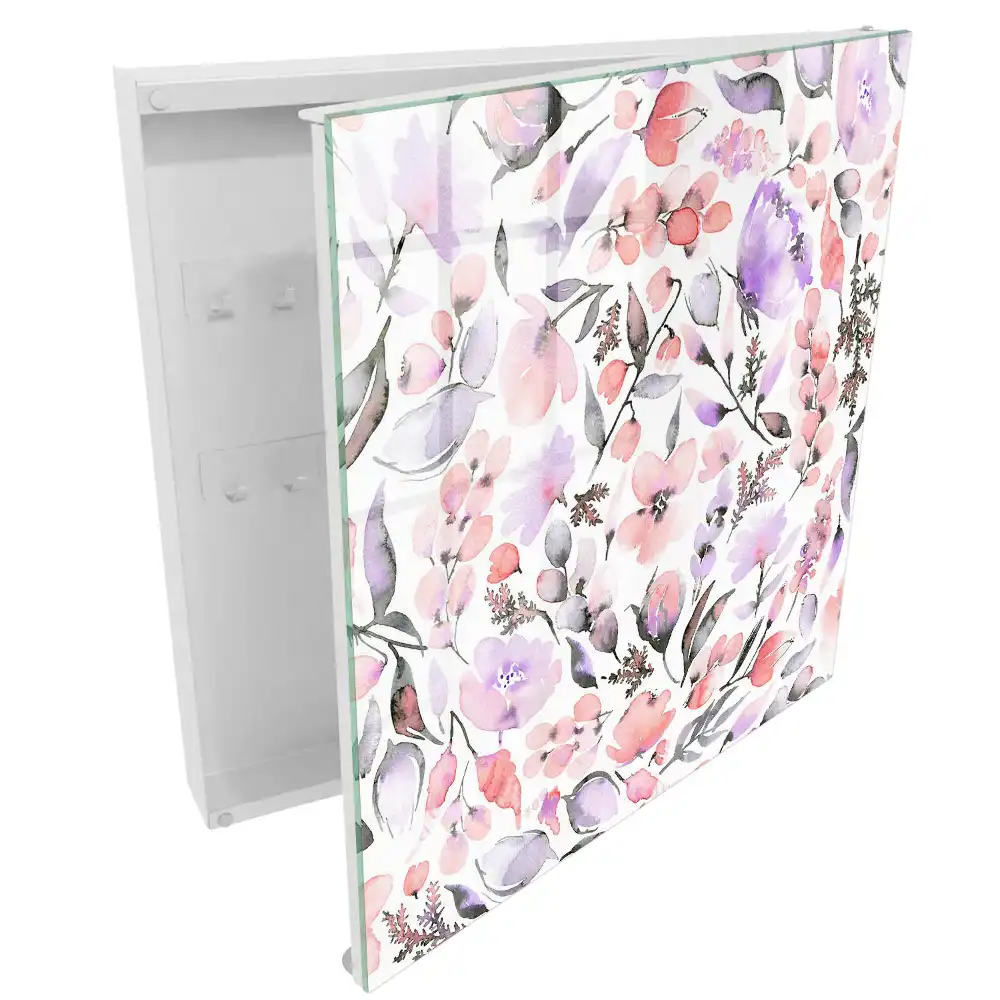 Cutie pentru chei de perete cu model floral în acuarelă