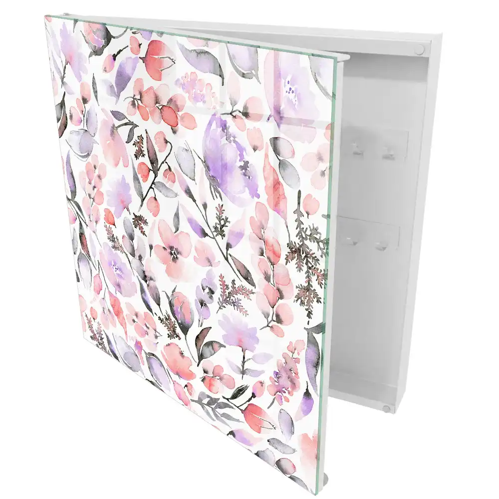 Cutie pentru chei de perete cu model floral în acuarelă