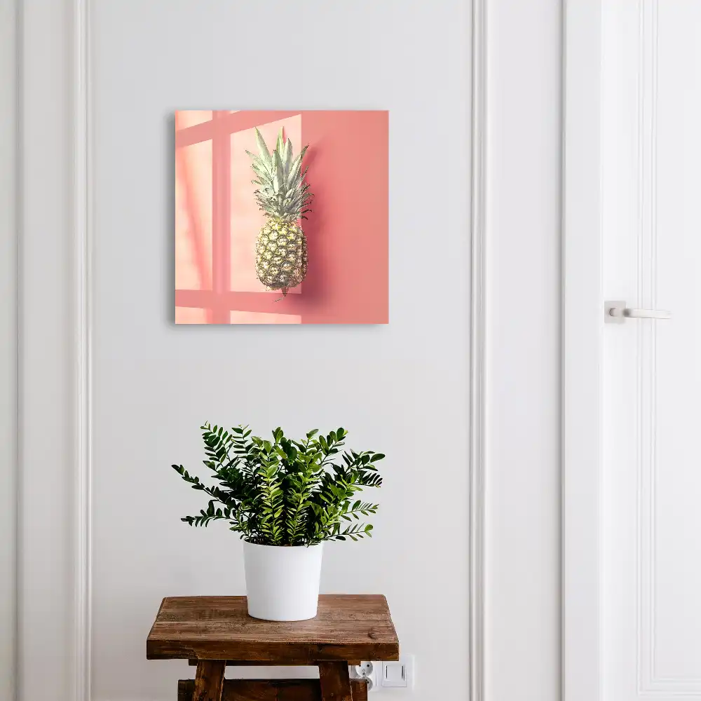 Suport pentru chei de perete cu design exotic pe fundal roz