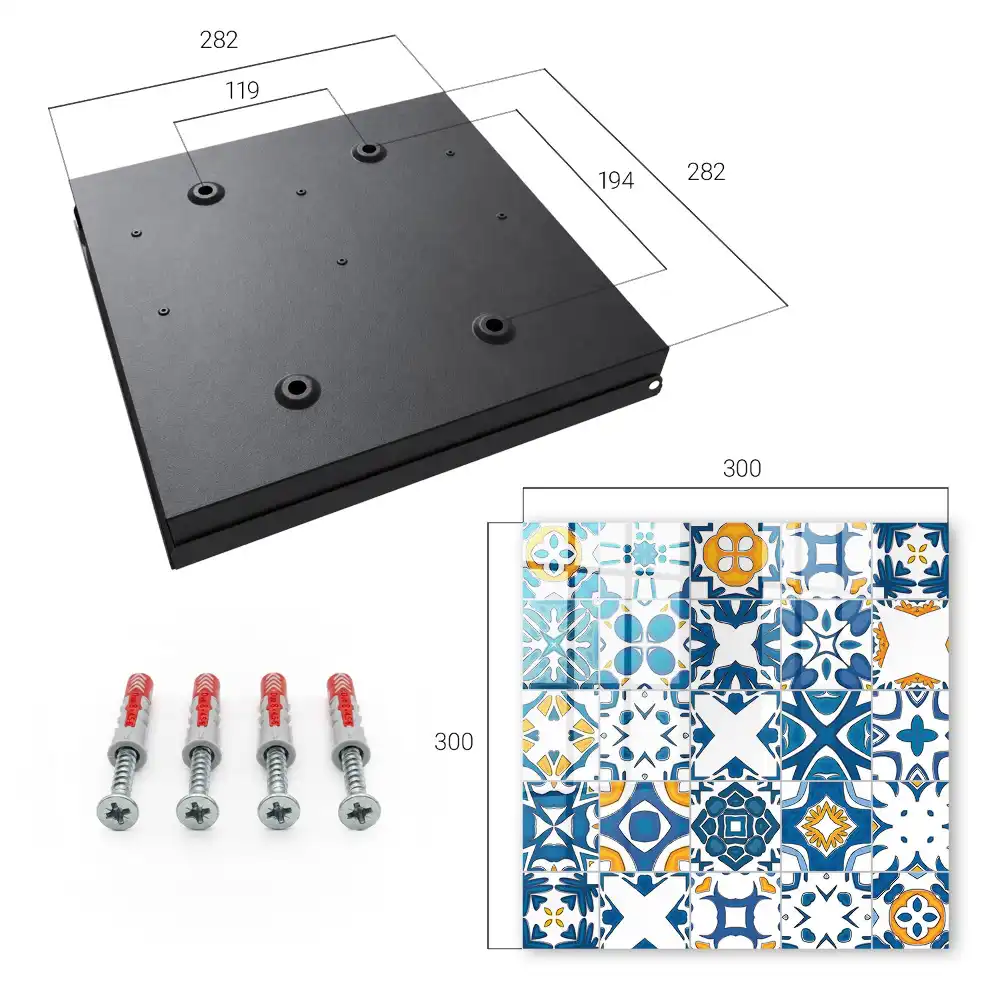Cutie de chei pentru perete cu design geometric în nuanțe de albastru și galben