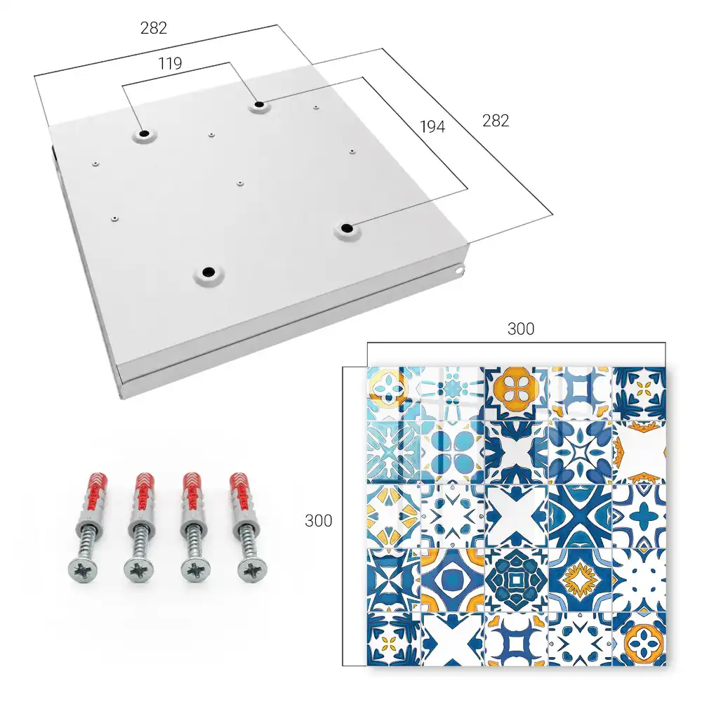 Cutie de chei pentru perete cu design geometric în nuanțe de albastru și galben