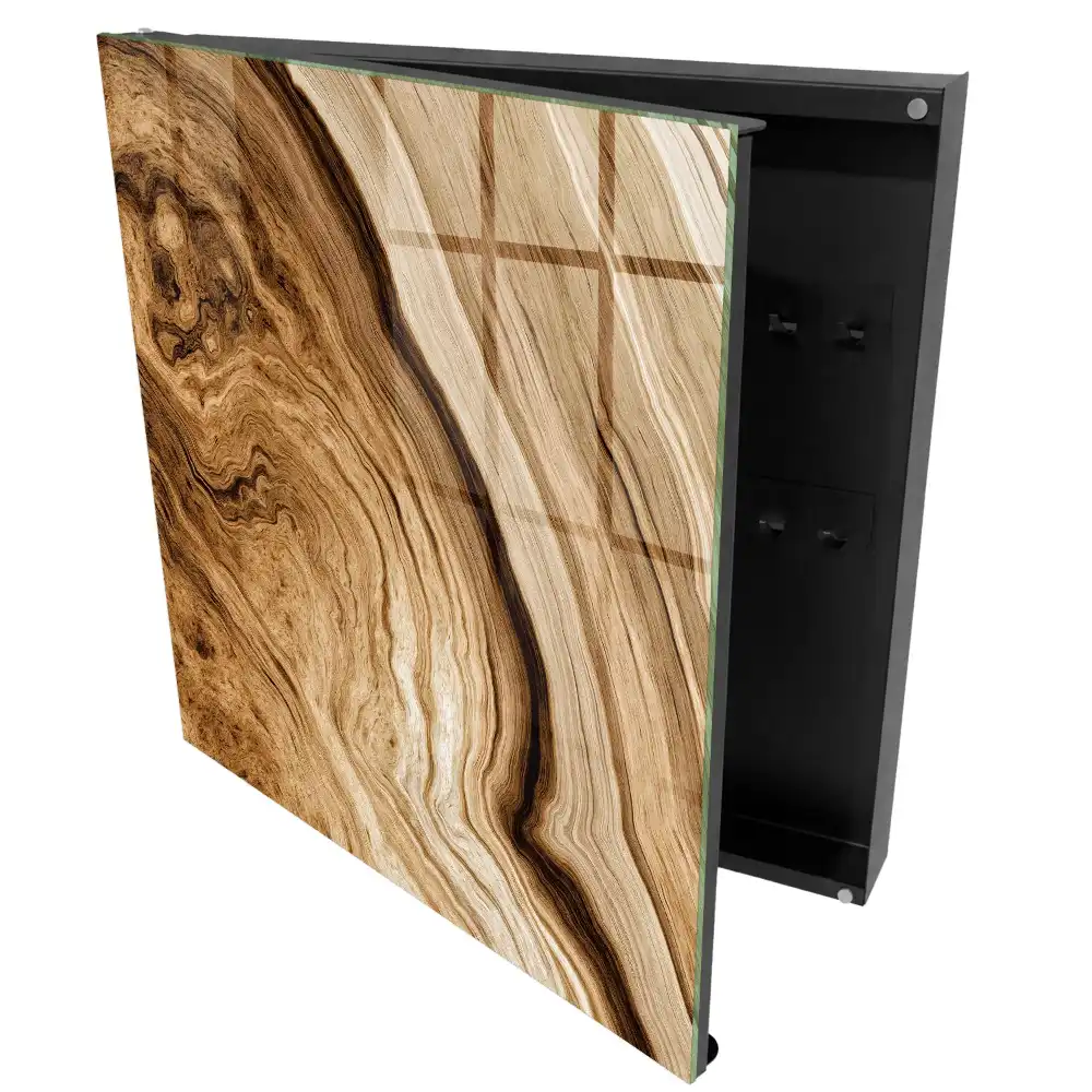 Dulapior pentru chei cu design natural maro și aspect elegant