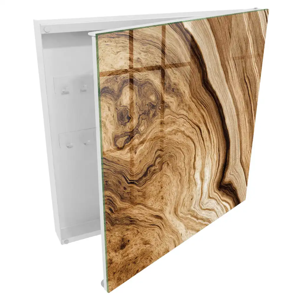 Dulapior pentru chei cu design natural maro și aspect elegant