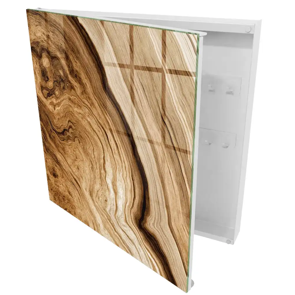 Dulapior pentru chei cu design natural maro și aspect elegant
