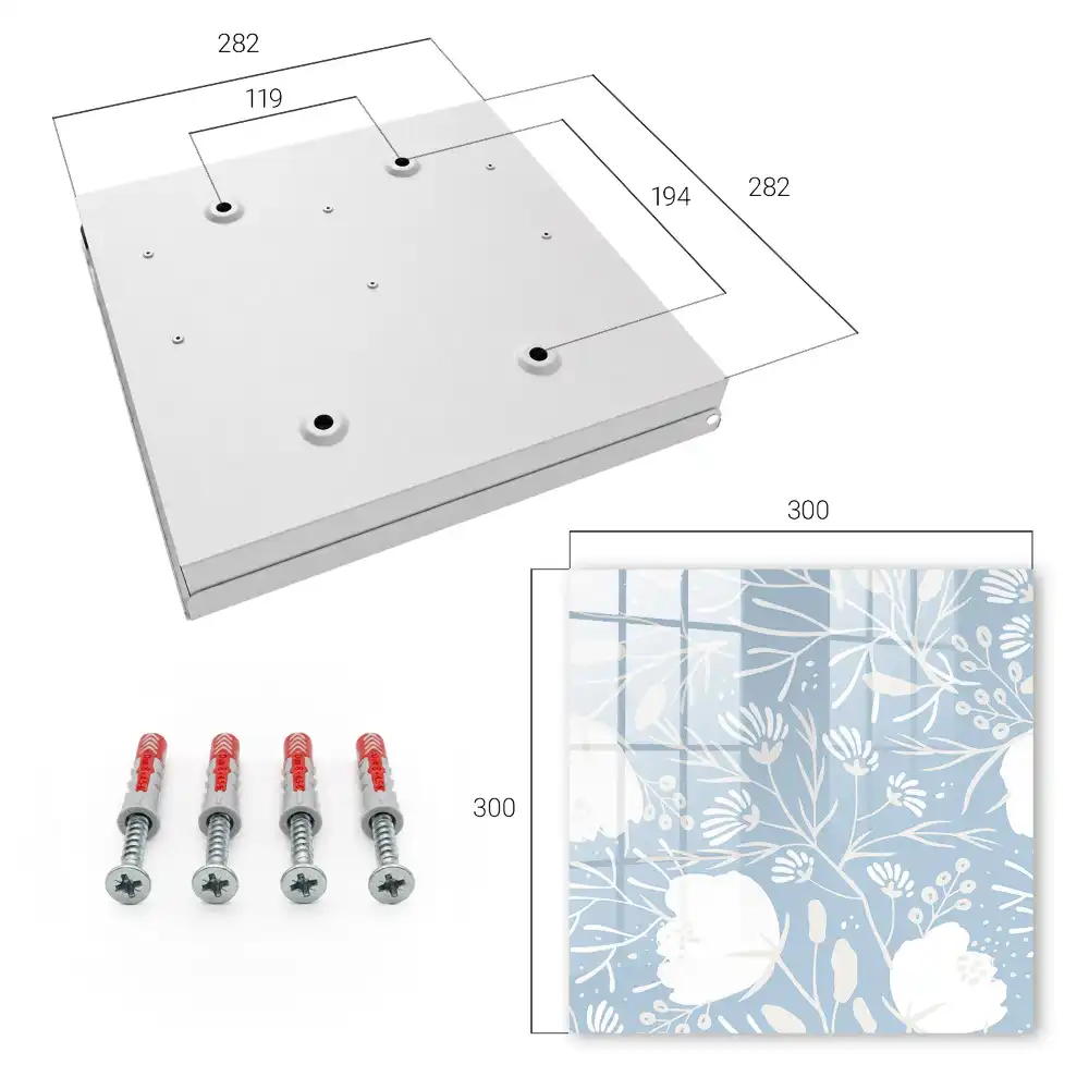 Dulapior pentru chei cu model floral pe fundal albastru deschis