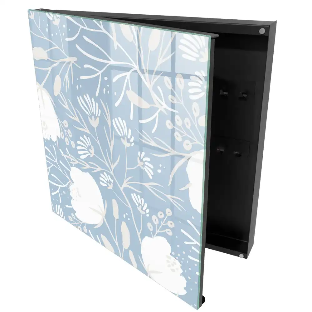 Dulapior pentru chei cu model floral pe fundal albastru deschis