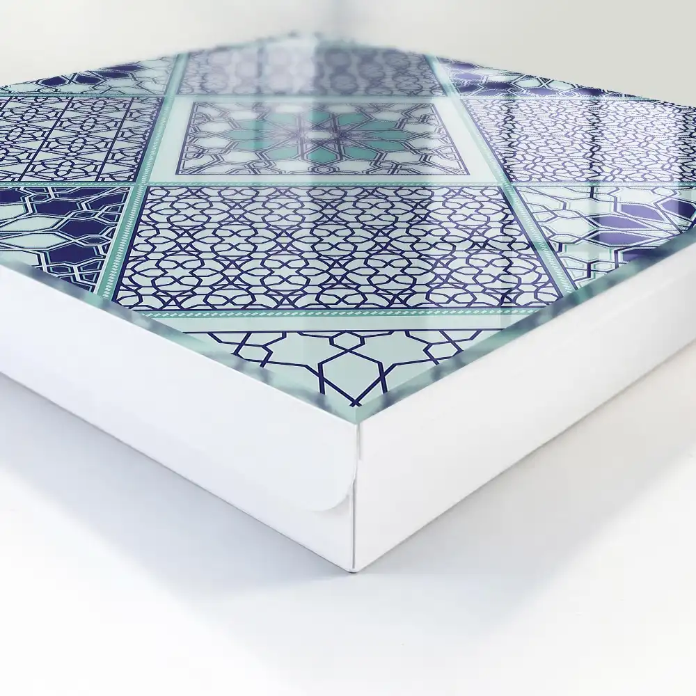 Casetă pentru chei cu design geometric elegant în nuanțe de albastru