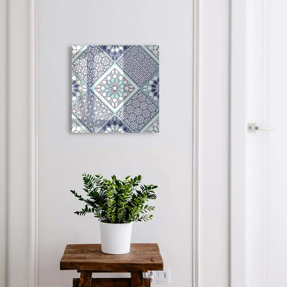 Casetă pentru chei cu design geometric elegant în nuanțe de albastru