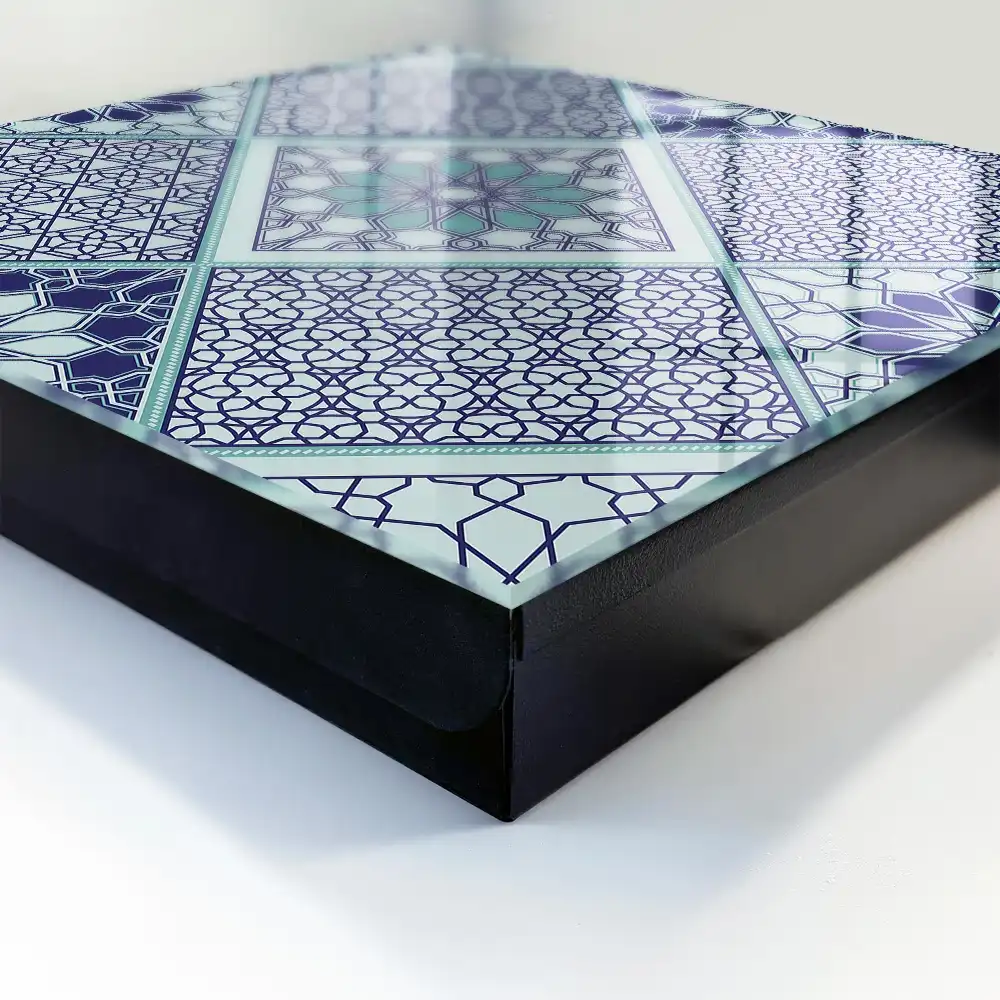 Casetă pentru chei cu design geometric elegant în nuanțe de albastru
