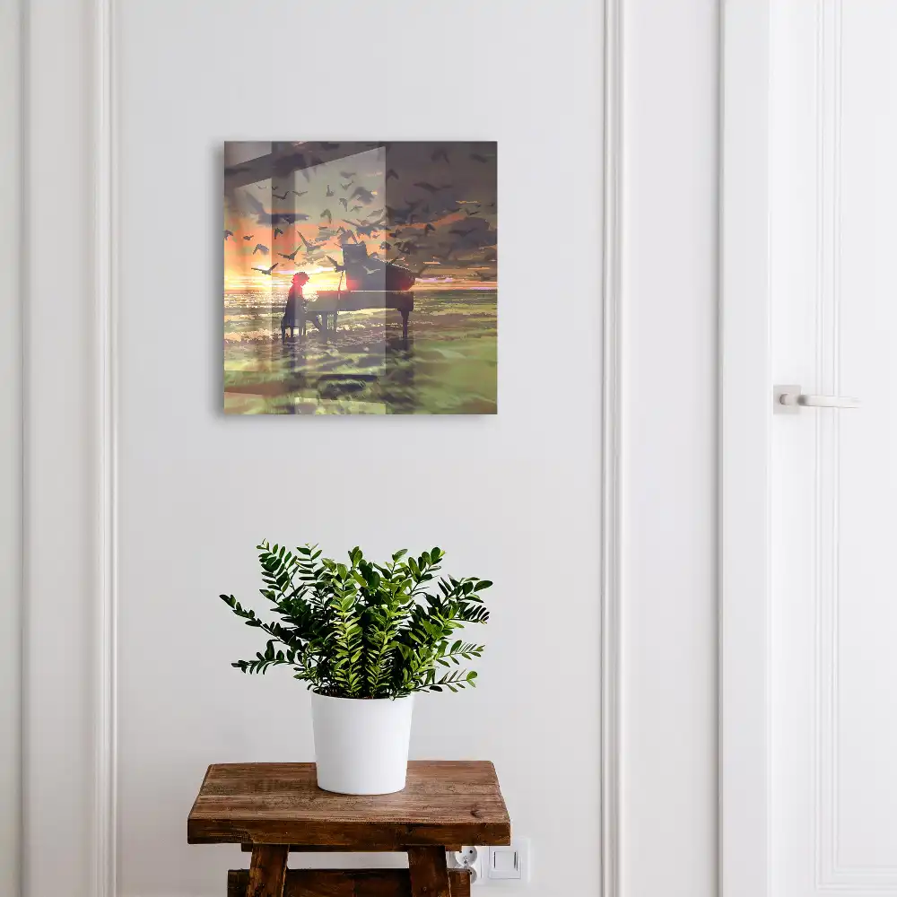 Dulapior pentru chei cu design pianist la apus