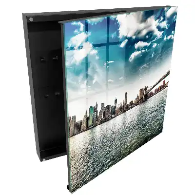 Dulapior pentru chei cu design de oraș modern și finisaj cu aspect de apă dinamică