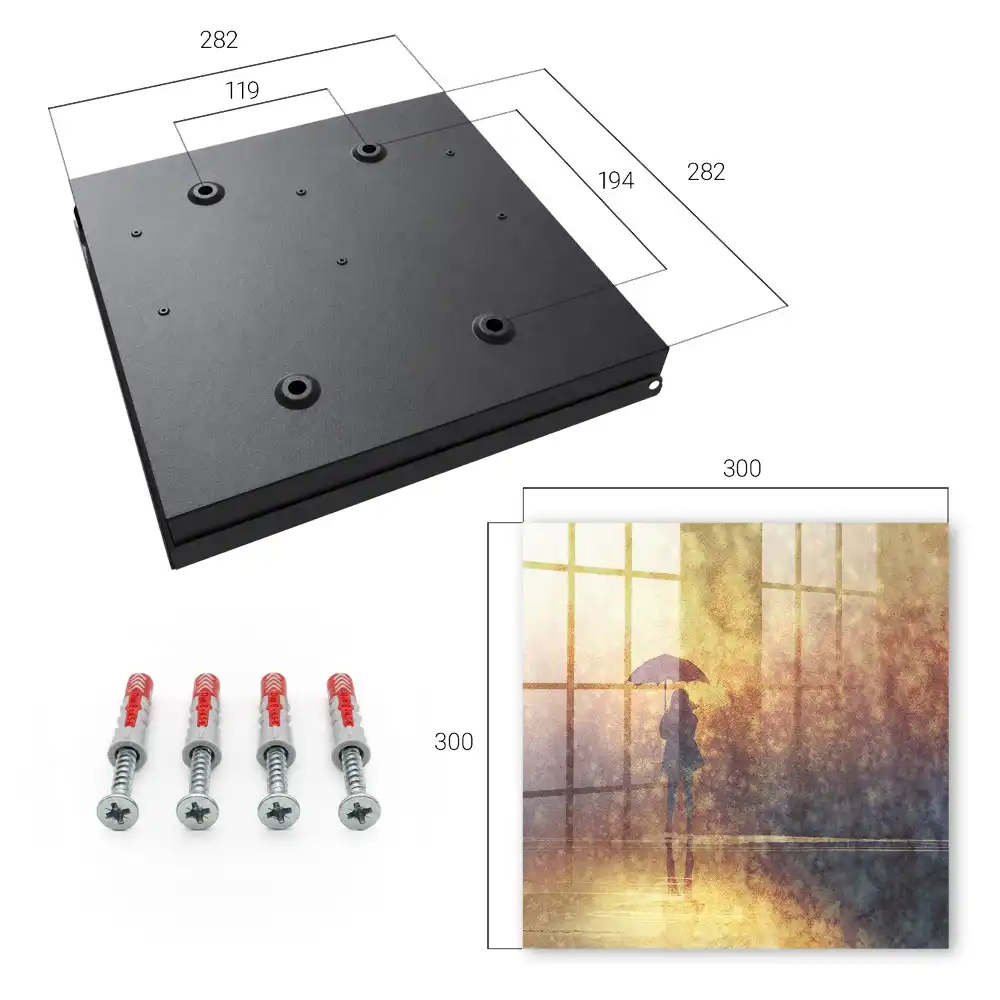 Casetă pentru chei cu design persoană cu umbrelă în lumina apusului