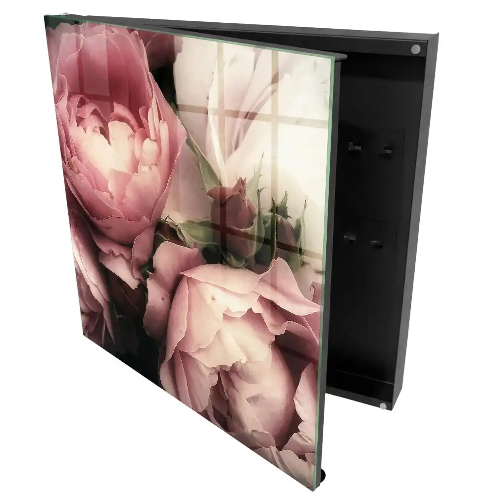 Casetă pentru chei cu design romantic și model cu trandafiri