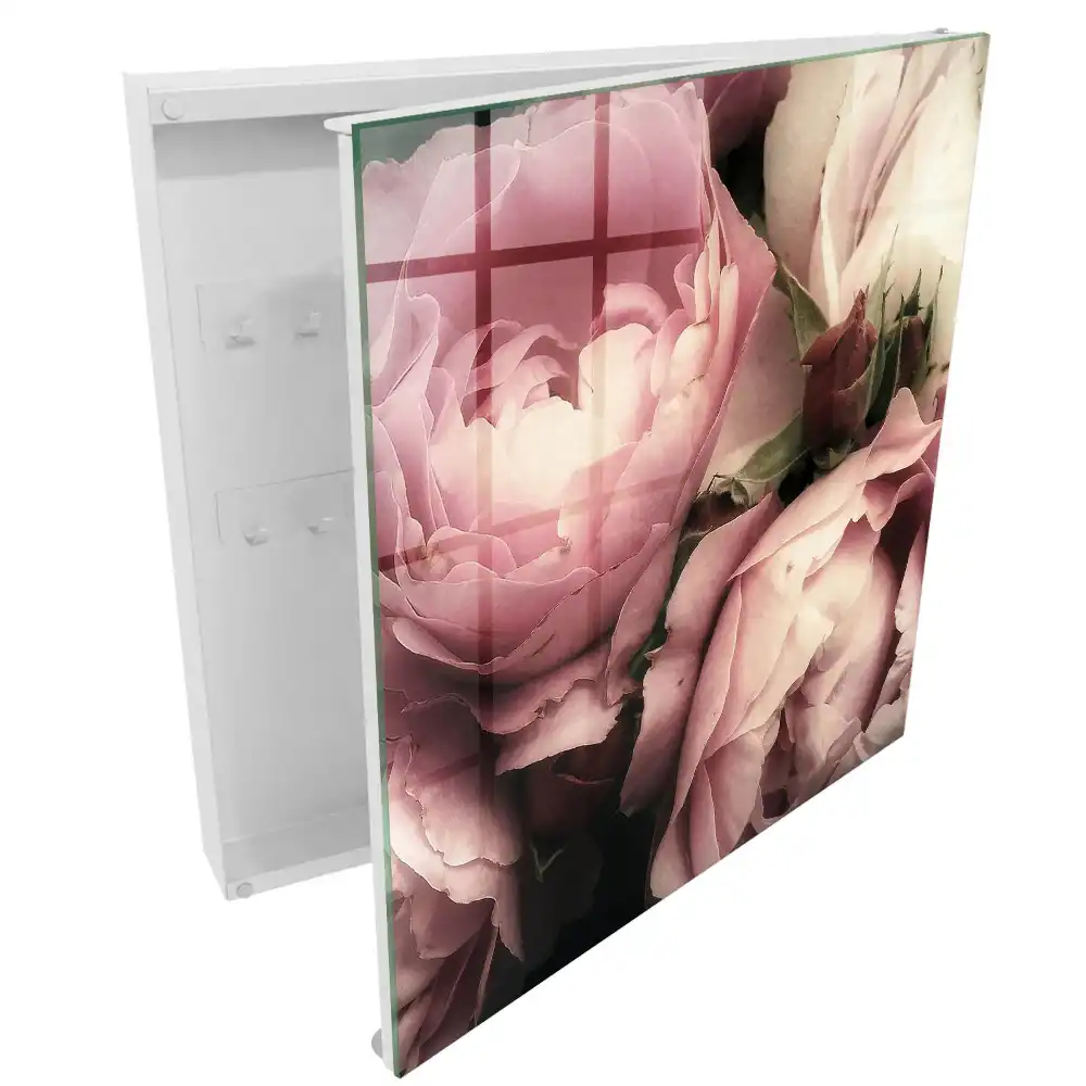 Casetă pentru chei cu design romantic și model cu trandafiri