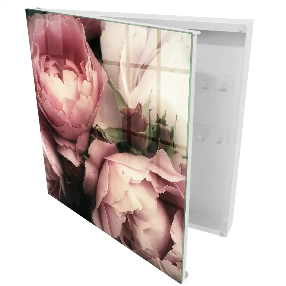 Casetă pentru chei cu design romantic și model cu trandafiri