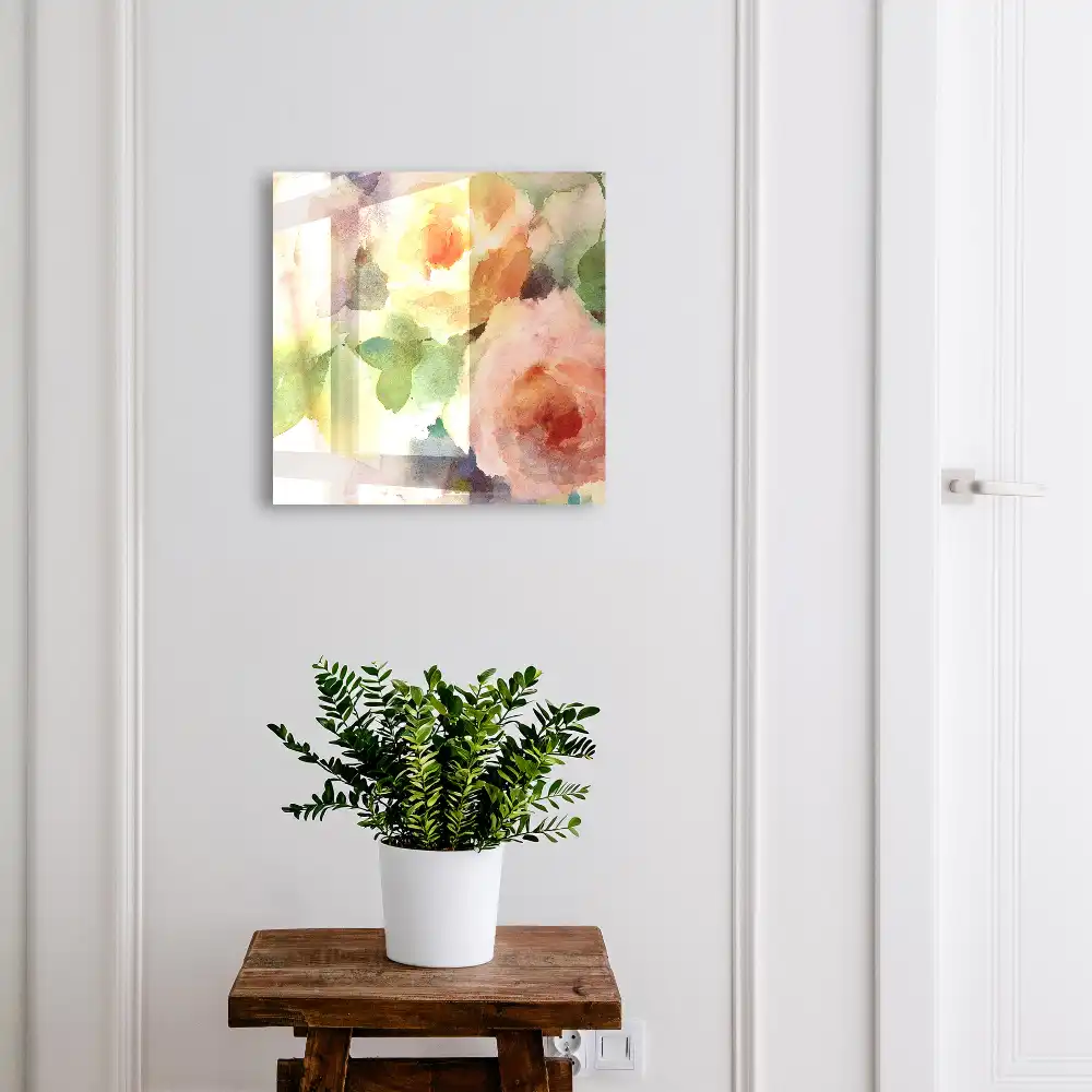 Suport de chei pentru perete cu model floral în acuarelă în culori subtile