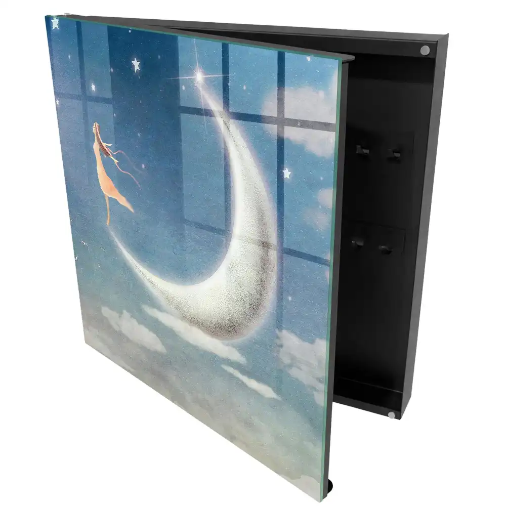 Dulap pentru chei cu design nocturn și siluetă pe lună