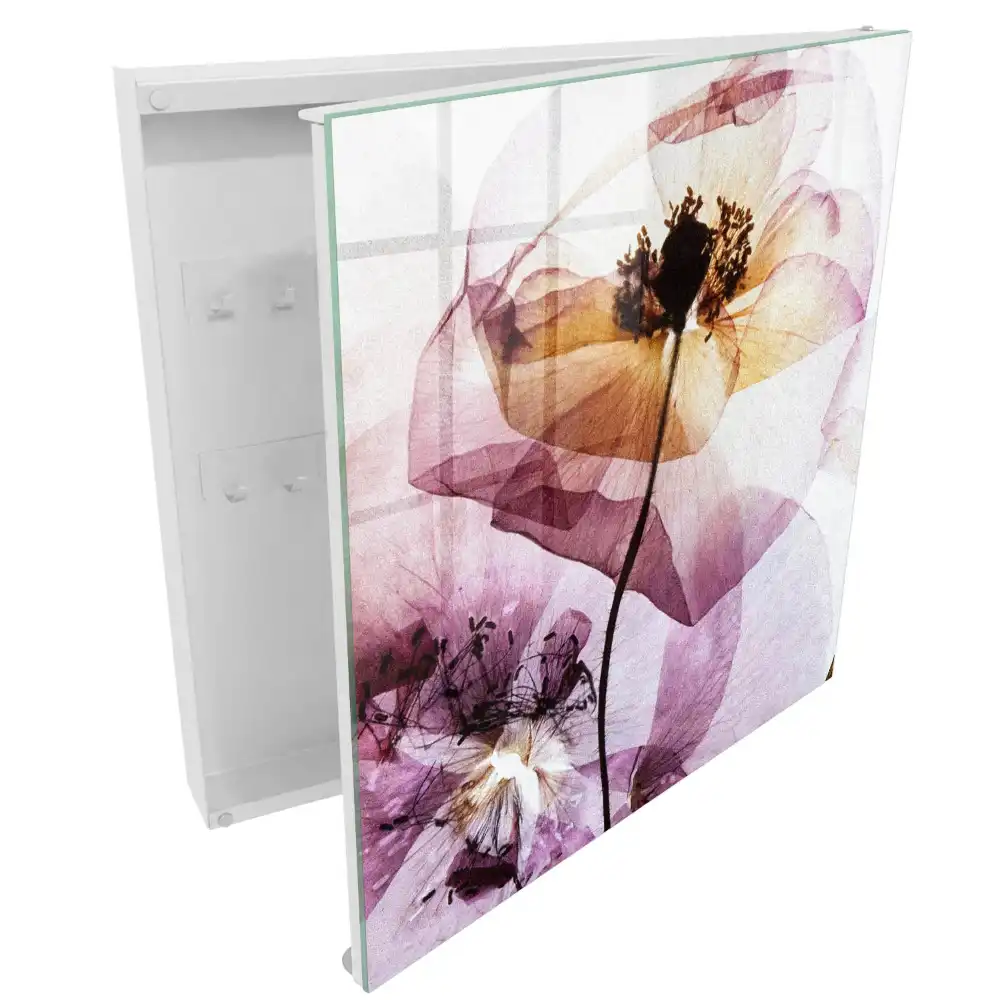 Dulapior pentru chei cu design de flori delicate în nuanțe pastelate