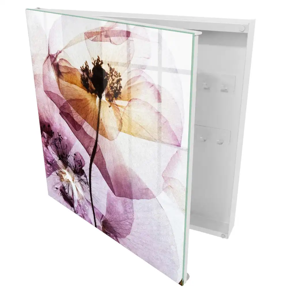 Dulapior pentru chei cu design de flori delicate în nuanțe pastelate