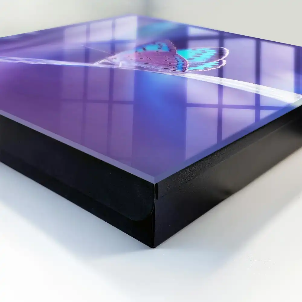 Suport de chei pentru perete cu motiv fluture colorat pe fundal violet