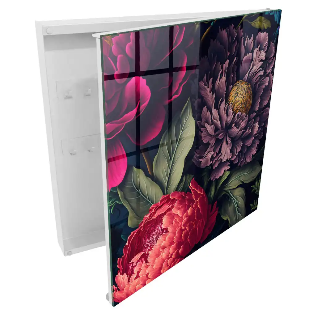Casetă pentru chei cu model floral și detalii expresive