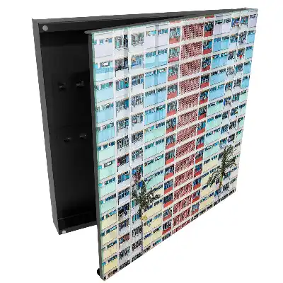 Dulapior pentru chei cu design de fațade colorate și palmieri în stil modern