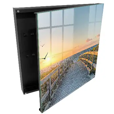 Dulapior pentru chei din lemn cu design apus de soare