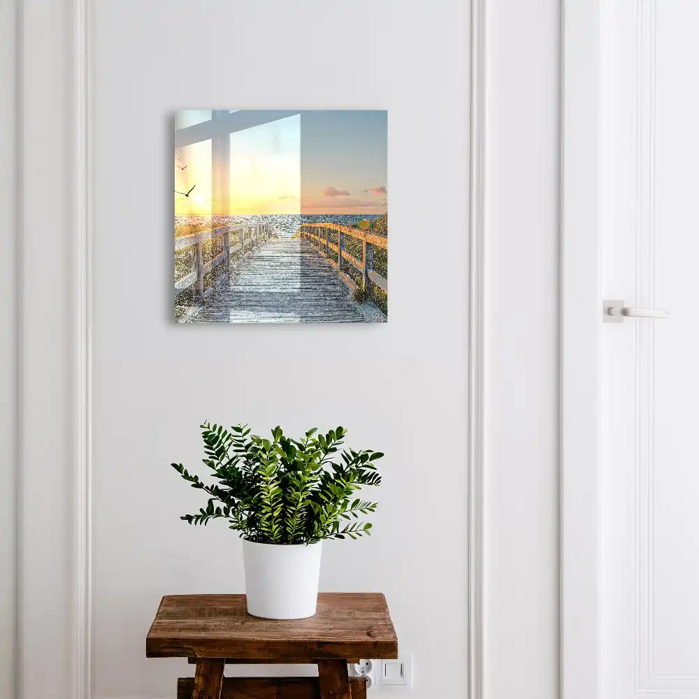 Dulapior pentru chei din lemn cu design apus de soare