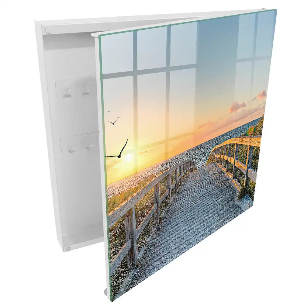 Dulapior pentru chei din lemn cu design apus de soare