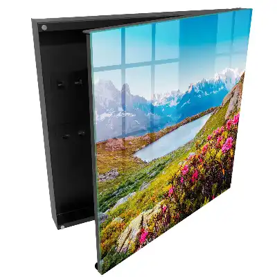 Dulapior pentru chei cu model decorativ munți, lac și flori