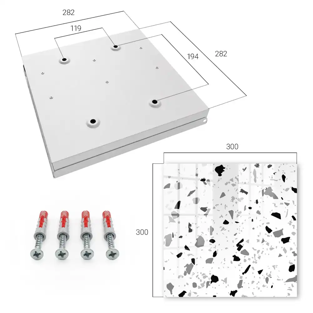 Casetă pentru chei din terrazzo cu design modern monocrom
