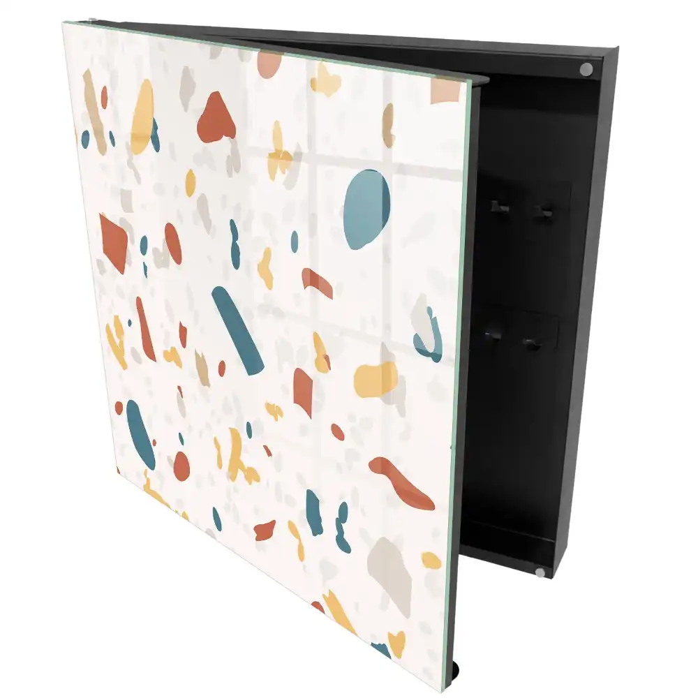 Dulapior pentru chei cu design mozaic colorat și forme dinamice
